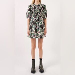 Baum und Pferdgarten Amalda Puff Sleeve Smocked Cotton Floral Dress  34 / Small